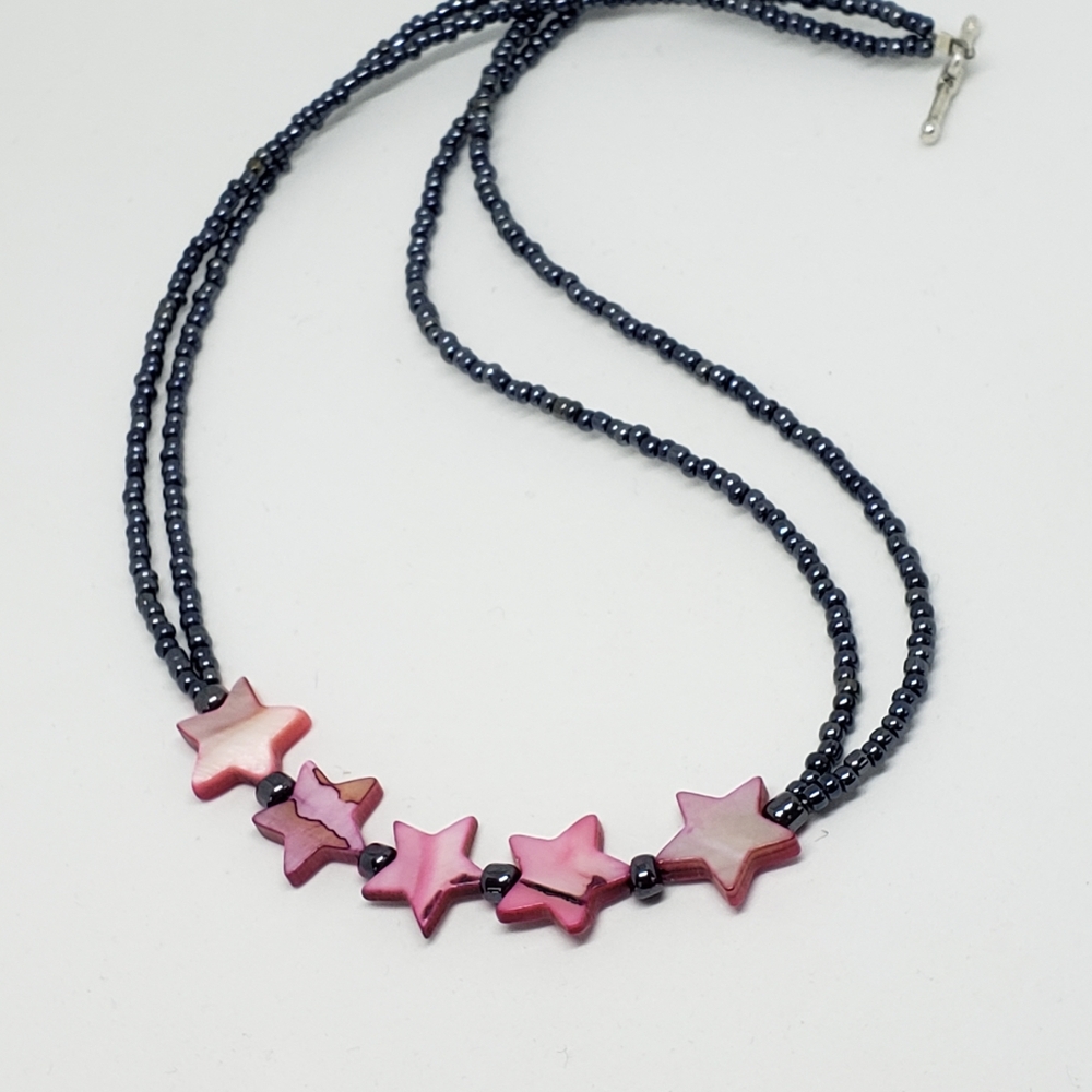 Celestial necklace, beaded necklace, shell necklac
